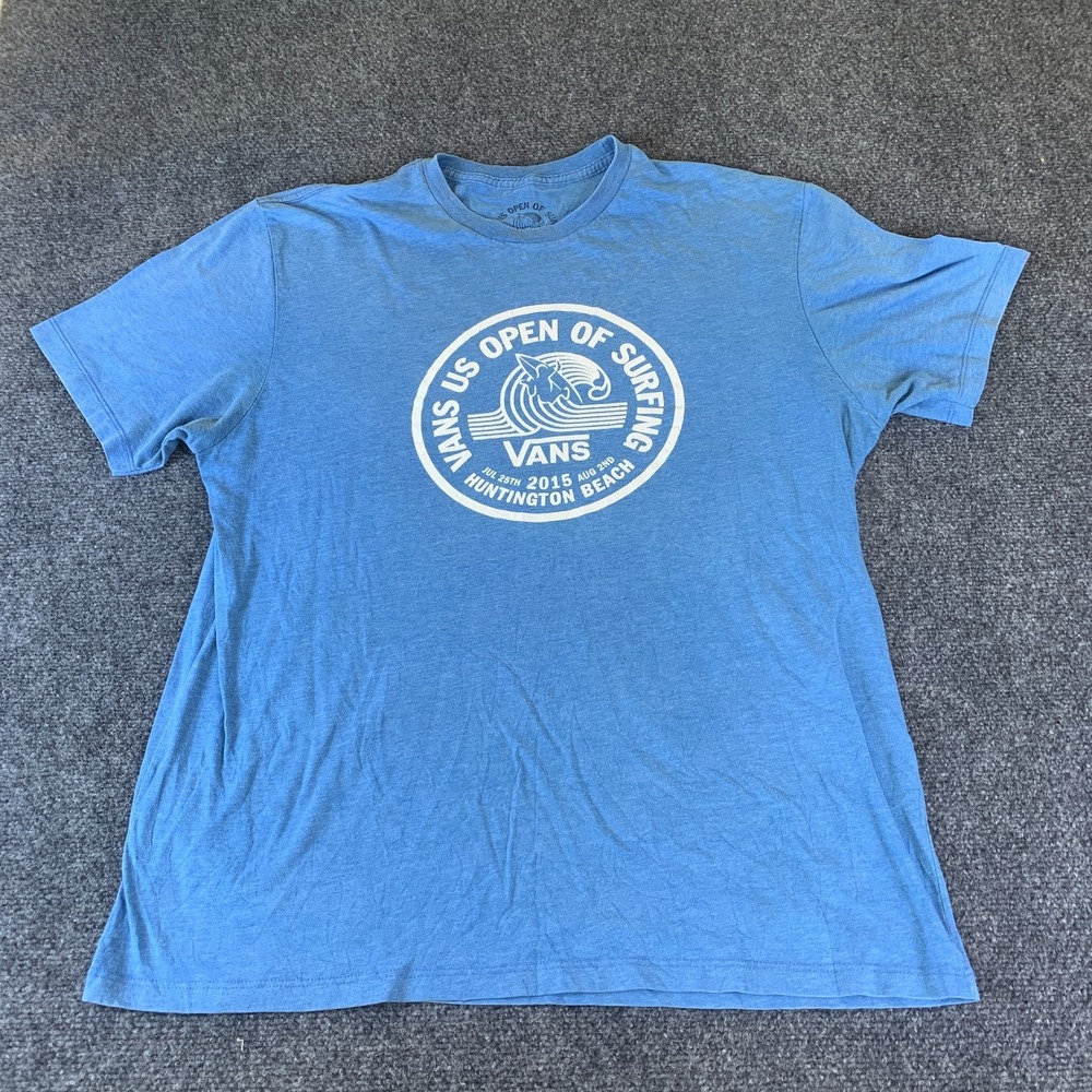 Vans T-Shirt Men XL Blue Cotton US Open Of Surfing 2015 Huntington Beach Graphic